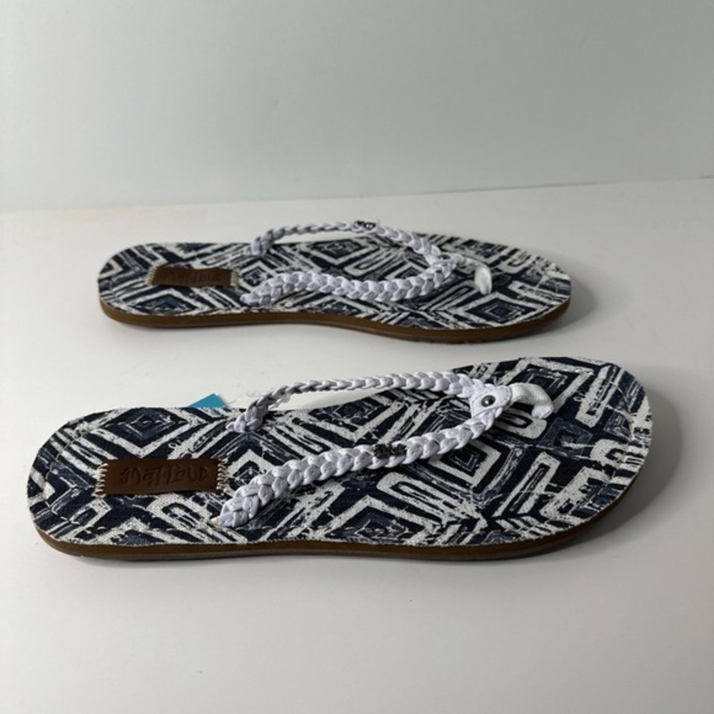 MAJ LOVE Women's Thong Sandals Size 9 Blue/ White Slip On Flats Thong Toes NWT - Picture 8 of 11